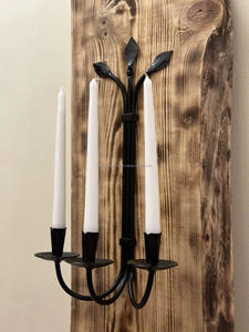 Aplique de pared de hierro forjado a mano con candelero duradero de tres candelabros de Metal para decoración navideña - Product Image 5