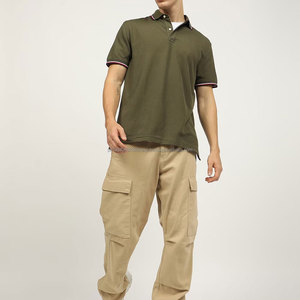 2025 haute qualité vêtements de plein air col montant hommes Polo T-Shirt coupe ajustée pleine taille à manches courtes bouton avant Style Polo T-Shirts - Product Image 4