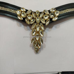 Decorative Leather Crystal Brow <b>Band</b> Best Quality Leather Horse Equipment at Wholesale Price with Closure <b>Snap</b> Button - Product Image 2