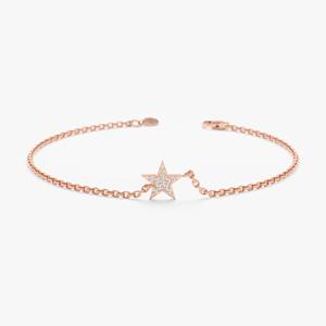 Pulsera Pequeña con Estrella de Diamantes, Oro Sólido de 14K, Blanco, Amarillo, Rosa, Joyería Celestial Minimalista y Delicada, Apilable, Regalo para Mujer - Product Image 6