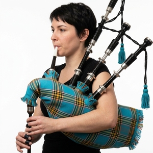 Gaita de celtas escocesa Anderson Ancient Tartan Great Highland, de tamaño completo, con monturas de plata y madera de palisandro turquesa, juego completo. - Product Image 3