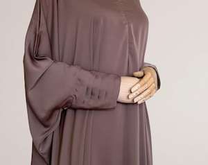 <b>Light</b> <b>Blue</b> Polyester Modest Abaya for Women with High Neck Floor Length Long Sleeves Beaded Embroidery OEM Service Daily Wear - Product Image 4