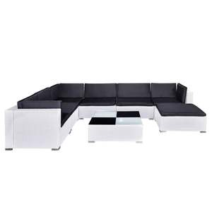 Conjunto de Muebles de Patio de Ratán Blanco y Negro de 8 Piezas, Sofá Seccional para Exteriores con Mesa de Centro, Diseño Moderno y Contemporáneo - Product Image 5
