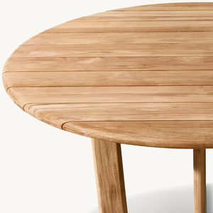 Table ronde en teck, style moderne, en promotion, idéale pour l'extérieur ou la salle à manger. - Product Image 3
