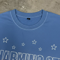 Kaos Pria Custom Brand 100% Katun Tebal dengan Sablon Acid Wash O-Neck Longgar Lengan Pendek Bernapas