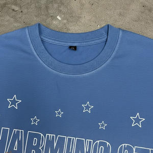 Camiseta de Algodón Personalizada de Marca, Prenda de Alta Calidad para Hombre, Camiseta con Estampado Gráfico y Lavado Ácido, Camiseta Corta de Corte Cuadrado para Hombre - Product Image 3