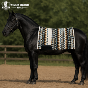 Western Blankets House Western Saddle Pad Cotton Fleece Lined 42x34 Inch Riding <b>Equestrian</b> Patterned Design - Product Image 1