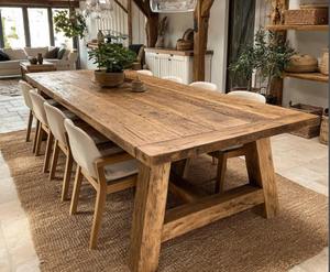 Elegant Solid Wood Square Modern Handmade Eco-Friendly Dining Table Custom <b>Kitchen</b> <b>Furniture</b> for Hotel Villa Use at Best Price - Product Image 4