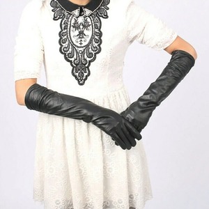 Guantes de cuero hasta la muñeca para mujer, sin forro, ecológicos, térmicos, con pantalla táctil, a la moda, para invierno, viajes, actividades al aire libre, HRZ-261 - Product Image 5