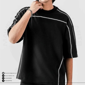 T-shirt tendance à manches courtes et épaules tombantes, col rond, 100% coton jersey, tissu écologique, respirant, séchage rapide, pour homme - Product Image 2