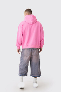 High Quality Custom Heart Embroidered Pink Oversized Pullover Kangaroo Pocket Hoodies Men Breathable Quick Dry 100% Cotton - Product Image 3