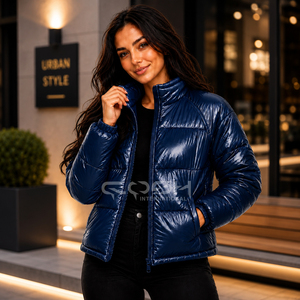 Cosh International Women New Arrival Puffer Jacket Winter Warm Quilted <b>Bubble</b> <b>Coat</b> Breathable Knitted Design Zip-Up - Product Image 3