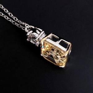 Collar moderno de plata de ley color amarillo citrino, piedra de nacimiento de noviembre, regalo de cumpleaños, boda, San Valentín para mujer - Product Image 2