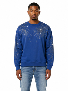 Men's Rhinestone <b>Sweatshirt</b> <b>Crew</b> <b>Neck</b> Regular Fit <b>Black</b> Knitted Pullover Eco-Friendly Breathable Pocket Design Streetwear Casual - Product Image 1