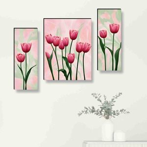 Ensemble d'art mural sur toile Daystar Trade, motif floral de tulipes, rectangulaire, multi-pièces, décoration contemporaine pour la maison, murale pour le salon - Product Image 2