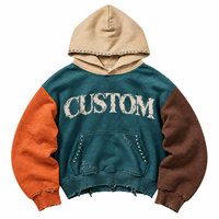 Sweat-shirt à capuche unisexe personnalisé avec logo, coupe oversize courte, style streetwear hiver, poche en polaire, manches classiques, 100% coton
