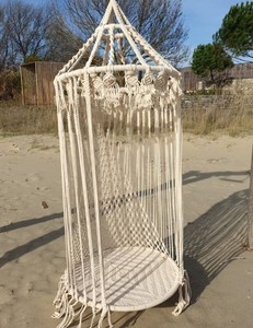 Boho Macrame <b>Hanging</b> <b>Chair</b> – Handmade Cotton Hammock Swing Seat for Garden, Patio & Bohemian Outdoor Decor - Product Image 2