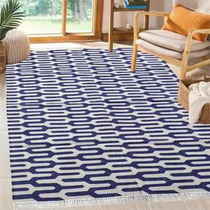 Tapis en coton à tissage plat avec des motifs intemporels faits à la main ethnique élégant 014 - Product Image 1