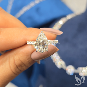 Bague de fiançailles en or massif 10 carats avec diamant de laboratoire taille poire 3 carats certifié IGI - Product Image 4