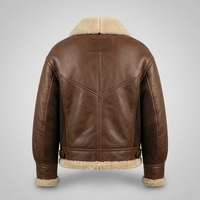 Blouson aviateur en cuir véritable marron pour homme, doublé de fourrure, chaud, style B3, épais, pour l'hiver