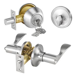 Set di 5 Serrature per Porte d'Ingresso in Nichel Satinato, Cilindro Singolo con Chiave Unificata, Facile Installazione per Porte e Finestre - Product Image 1