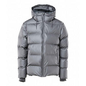 Veste matelassée décontractée pour homme, couleur vert olive, à capuche, écologique, 100% duvet, fermeture éclair sur le devant, coupe régulière, matière polyester - Product Image 2