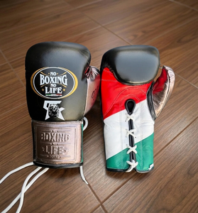 No Boxing No Life Guantes de Boxeo Profesionales Estilo Mexicano con Cordones Unisex de Cuero Genuino Rojo / Verde / Azul - Product Image 3