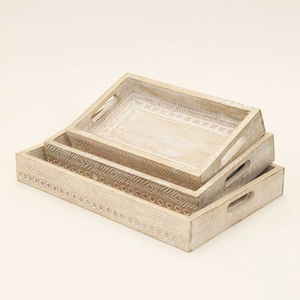 Plateau de service en bois artisanal exquis, design élégant, prix raisonnable, prix d'usine, fabriqué en Inde - Product Image 6