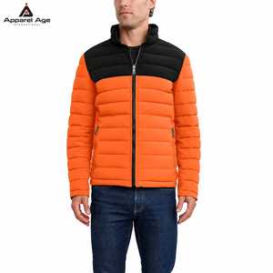 Vestes d'hiver de luxe de haute qualité pour hommes, col montant, logo personnalisé, noires unies, coupe carrée, zippées, épaisses, style streetwear, effet brillant, effet bulle - Product Image 1