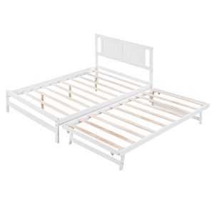 Letto a piattaforma bianco full size con letto estraibile regolabile per bambini, prima noto come SM000248AAK - Product Image 5