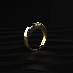 <b>Emerald</b> Cut Diamond <b>Ring</b> for <b>Men</b> in Gold 14K Lab Grown Yellow Diamond Band Solitaire Diamond <b>Ring</b> From Indian Supplier - Product Image 1