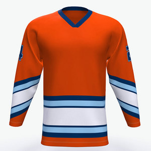 Custom Sublimated Eco Friendly Ice Hockey Jersey V Neck Full Sleeve 3D Embroidery Custom Color White Team Name Number Unisex - Product Image 2