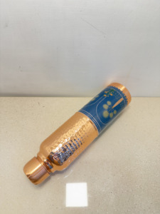 Premium Printed Pure Copper Water Bottle 1000ml Half-Hammered Flask Luxury Mughal Art Design Eco-Friendly Sports Drinkware - Product Image 2