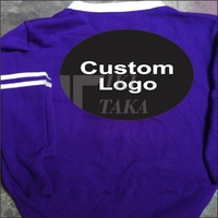 Tiki Taka Sports TT-MG-012 Unisex Standard Langarm-Strickjacke mit Knöpfen, V-Ausschnitt und Spitzen-Patchwork, Anpassbare Winter-Strickjacke