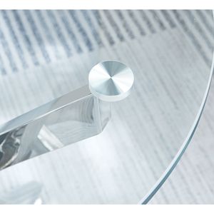 Tavolino da Caffè Moderno Rotondo in Vetro Temperato con Gambe Cromate - Product Image 5