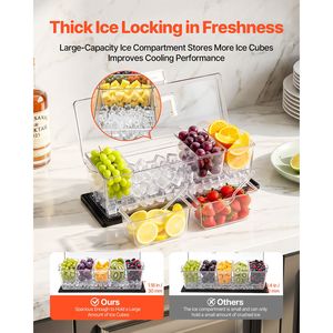 Plateau de service réfrigéré pour condiments, 5 compartiments, conteneur de service refroidi par glace, plateau en plastique pour garnitures de fruits avec couvercle - Product Image 2