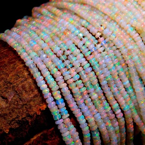 Cuentas Redondas Lisas de Ópalo Etíope de 3mm, Blanco Super Fuego, 16 Pulgadas, para Fabricación de Joyas, Tienda de Gemas Indias - Product Image 3