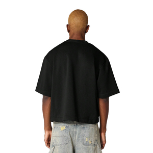 T-shirt surdimensionné noir pour homme, coupe ample, coton premium, épaules tombantes - Product Image 2