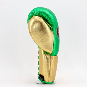 Wholesale Price With High Quality Design Green/Gold No Boxing No Life Boxing Gloves Genuine Leather Cowhide Skin Sparring Gloves - Product Image 4