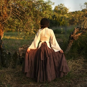 Falda Maxi de Cintura Alta, de Algodón y Rayón, Fluida, para Bailar, con Tela Ligera y Estilo Bohemio Informal - Product Image 4