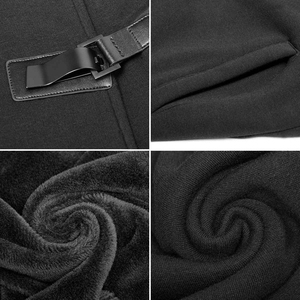 เสื้อโค้ทยาวสไตล์โกธิคสีดำ หนัง PU เสื้อโค้ทเทรนช์ชาย ชุดฮาโลวีน - Product Image 5
