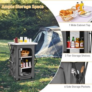 Portable Folding <b>Camping</b> <b>Storage</b> Cabinet with 3 Shelves and Carry Bag - Product Image 4