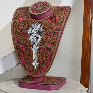 Nuevo Soporte para Joyas de Cuero Genuino de Vaca Hecho a Mano 2026 con Diseño Floral Estilo Western para Exhibición de Joyas para Mujer - Product Image 3