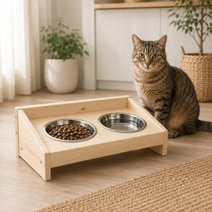 Station d'alimentation pour animaux de compagnie : Gamelle double surélevée pour chien et chat (nourriture et eau) - Product Image 3