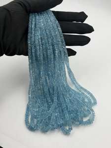 Cuentas facetadas de aguamarina natural de 5-7 mm, hilo de cuentas sueltas de piedras preciosas de aguamarina azul Tyer para la fabricación de joyas, 16 pulgadas - Product Image 3