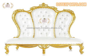 Salon trône rouge royal pour les scènes de mariage canapé de luxe à dossier haut pour mariée marié scène de mariage canapé en bois à dossier haut USA - Product Image 2