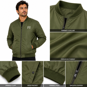 Chaqueta Bomber para Hombre, Cierre Frontal con Cremallera, Estilo Casual, Cuello Alto, Material de Poliéster, Chaquetas Personalizadas OEM para Hombre, Abrigo Impermeable al por Mayor - Product Image 5