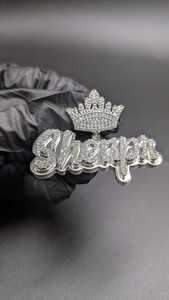 Colgante Personalizado con Nombre y Corona, con Incrustaciones de Moissanita, en Plata de Ley 925, Joyería Fina, Colgantes y Dijes - Product Image 2