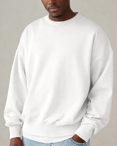 Sweat-shirt à col rond pour homme de qualité supérieure, 350 GSM, en molleton de coton, respirant, épaules tombantes, logo personnalisé - Product Image 3