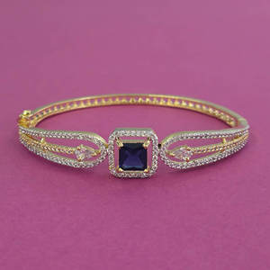 ผู้ส่งออกเครื่องประดับแฟชั่นในอินเดีย กำไลข้อมือแบบเปิดได้ประดับเพชรคิวบิกเซอร์โคเนีย ชุบสองสี รุ่น 444052 - Product Image 2